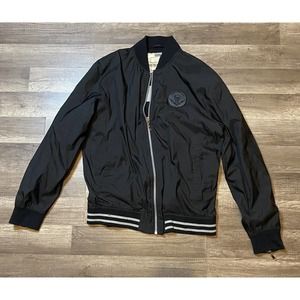 American Rag CIE Baseball Bomber Lightweight Jacket Lined Black Zippered Sleeves